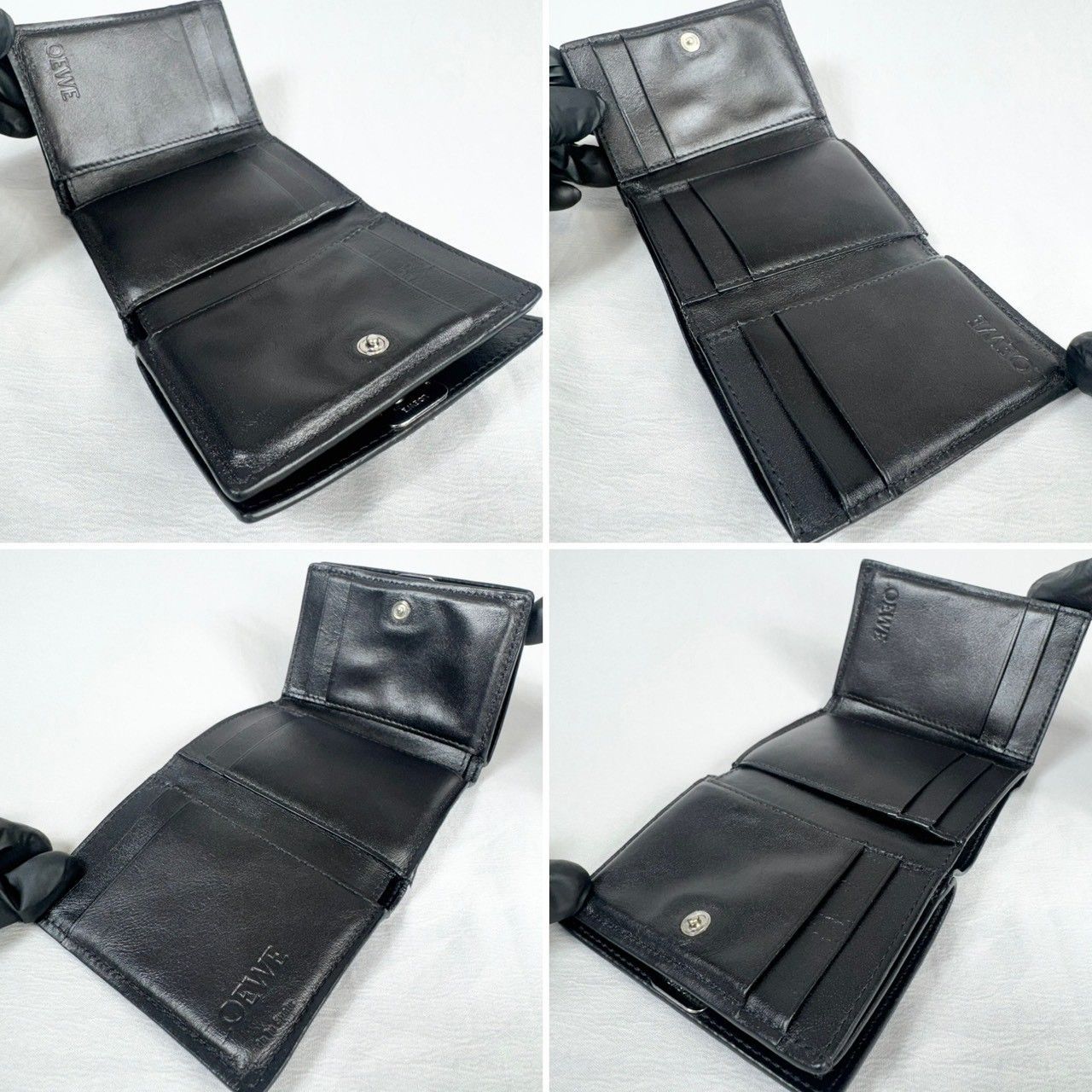 美品】LOEWE ロエベ アナグラム トライフォールド Wホック コンパクト