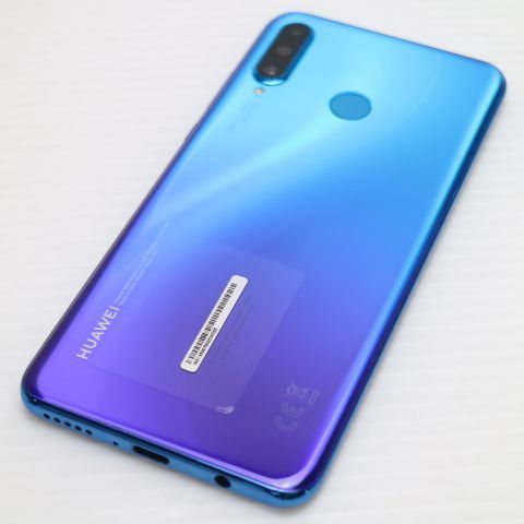新品同様 SIMフリー HUAWEI P30 lite ピーコックブルー スマホ 本体 白