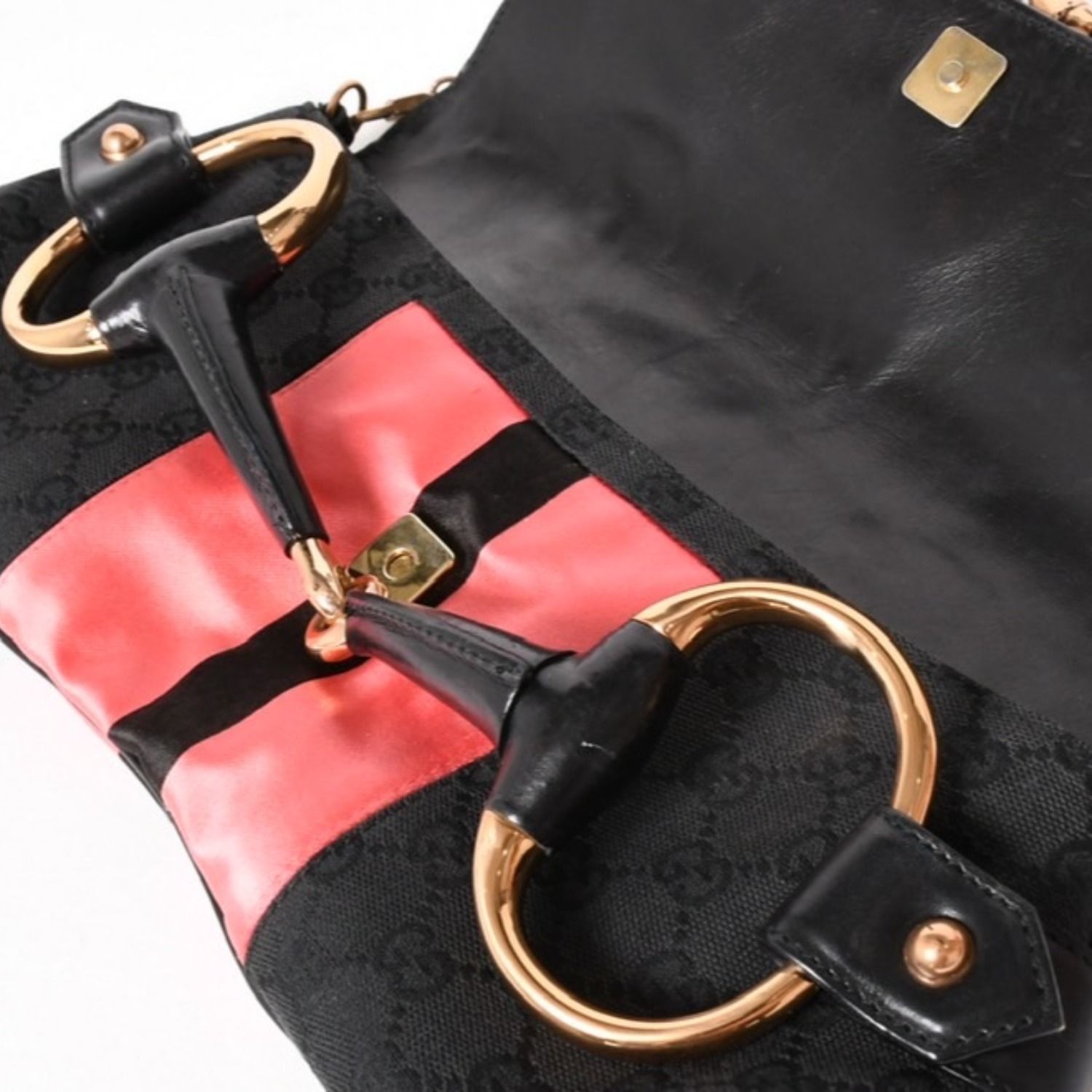 GUCCI バンブー チェーンバッグ ホースビットブラック/ピンク