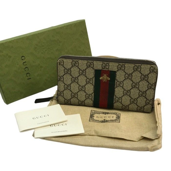 GUCCI グッチ GGスプリーム 長財布 ユニセックス ラウンドファスナー