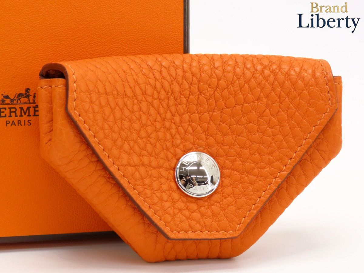 【レア新品同様】エルメス HERMES ル ヴァンキャトル コインケース コインパース 小銭入れ オレンジ トゴ □I やや不鮮明刻