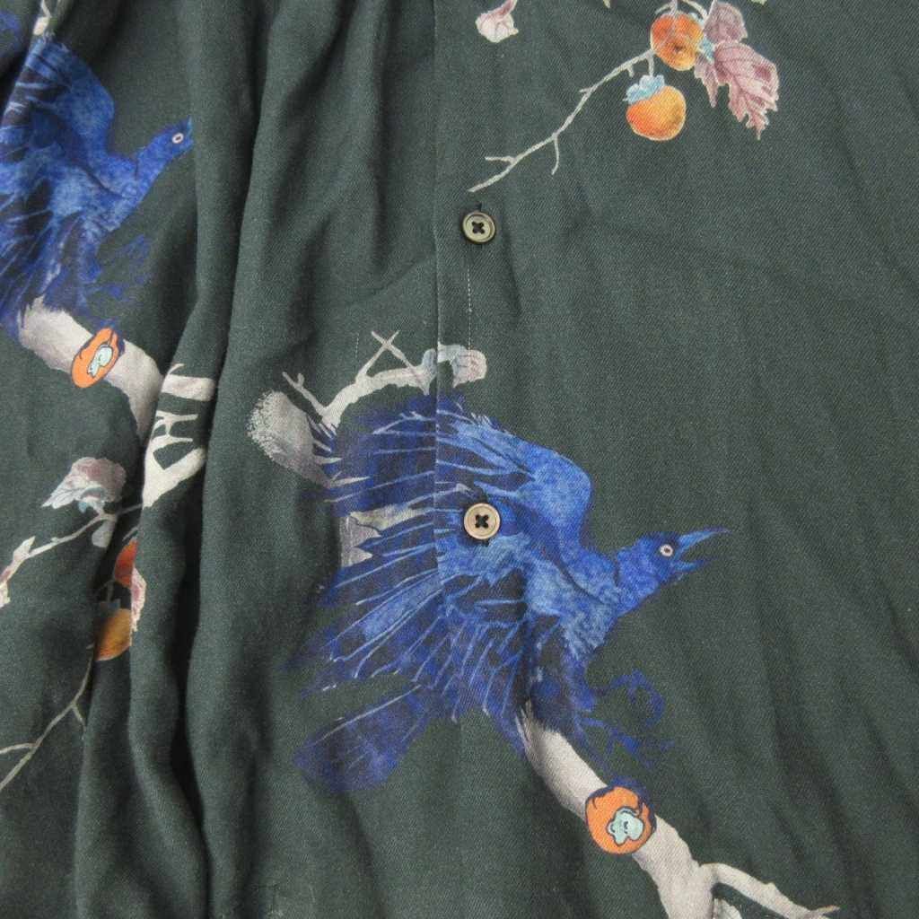 ニートアロハ NEAT ALOHA シャツ 鳥 総柄 長袖 M 黒 ブラック 0702