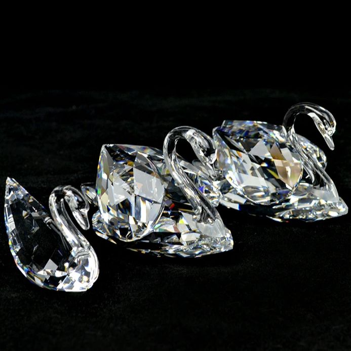 SWAROVSKI スワロフスキー クリスタル スワン フィギュリン 置物 オブジェ スモール ラージ 3羽セットシルバークリスタル ガラス