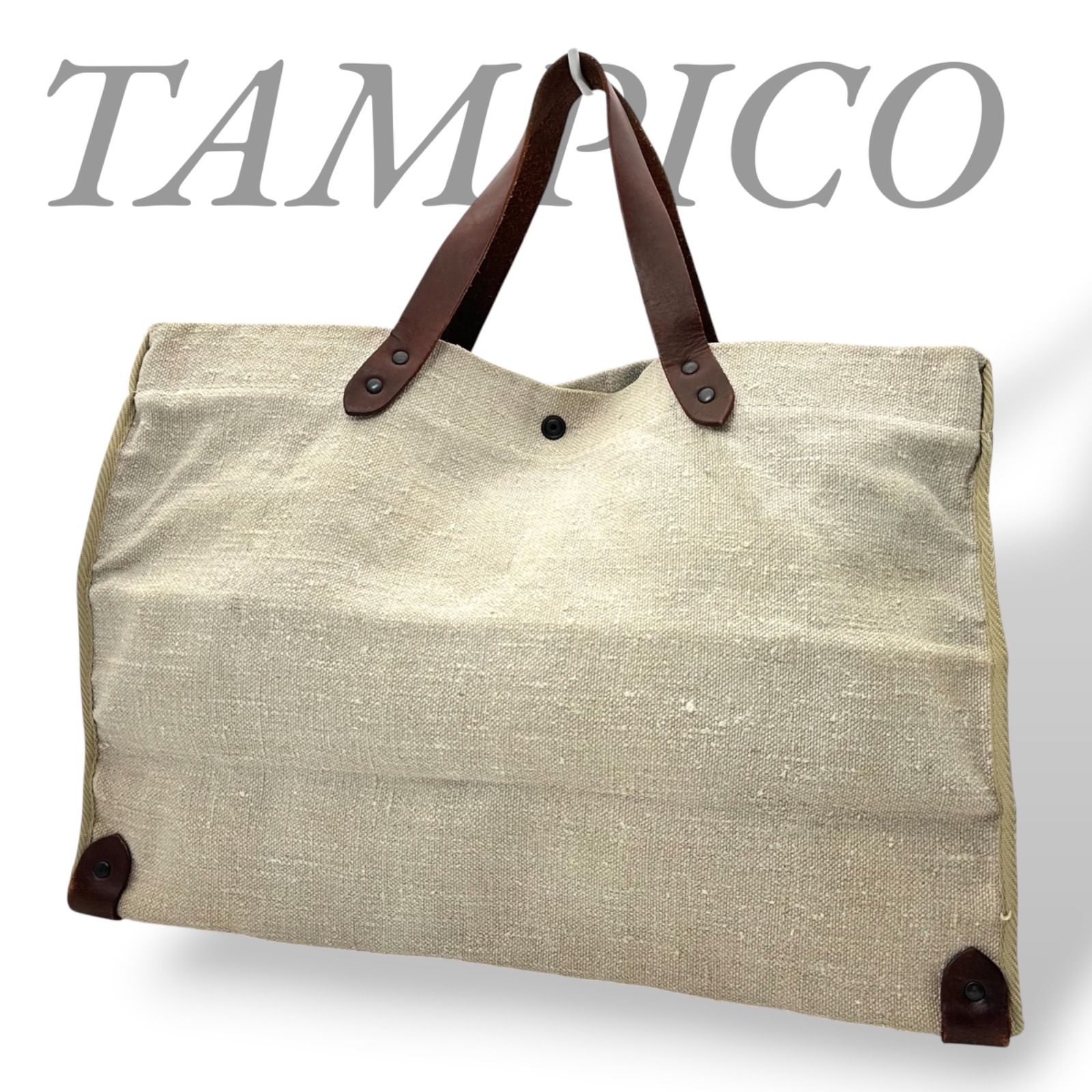 B5799】 TAMPICO タンピコ トートバッグ キャンバス ベージュ スナップ 