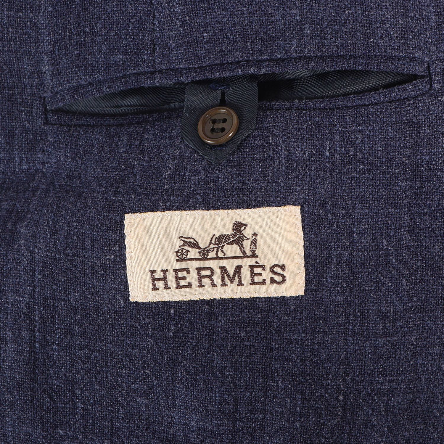 エルメス　HERMES ジャケット　紺ブレ　テーラードジャケット HERMES エルメス ジャケット ネイビー 紺 サイズ:50 ウール リネン