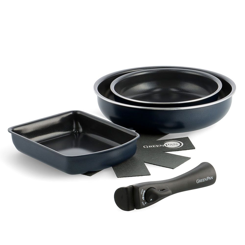 新品 グリーンパン クリックシェフ 5点セット フライパンセット 着脱ハンドル IH対応 GREENPAN【取っ手が取れる フライパン 20cm 26cm エッグパン 鍋セット IH セラミック アルミ】 オックスフォードブルー 15,257円