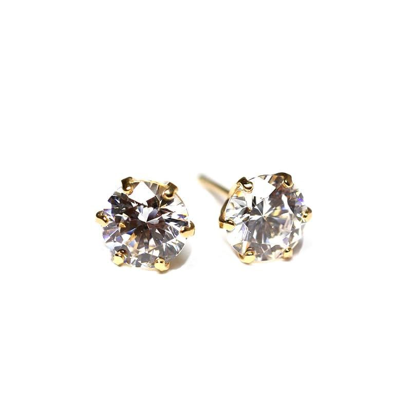K18 ピアス キュービックジルコニア 6mm