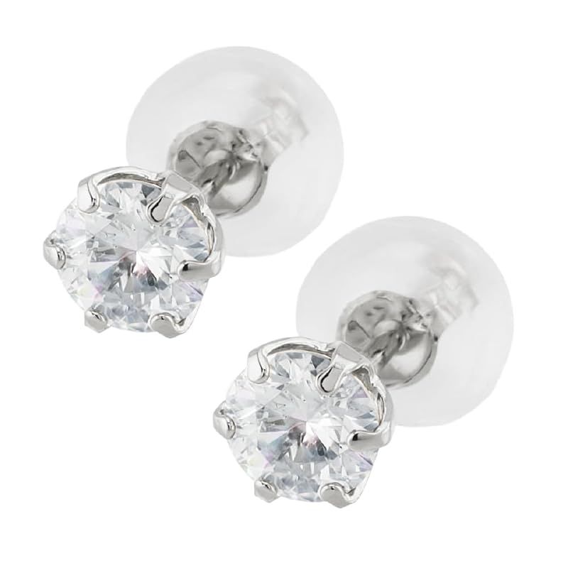 天然 ダイヤモンド ピアス プラチナ 18金 ダブルロックキャッチ付き 計0.2ct ~ 計0.6ct 一粒ピアス (プラチナ, 計0.2ct(0.1ct×2))