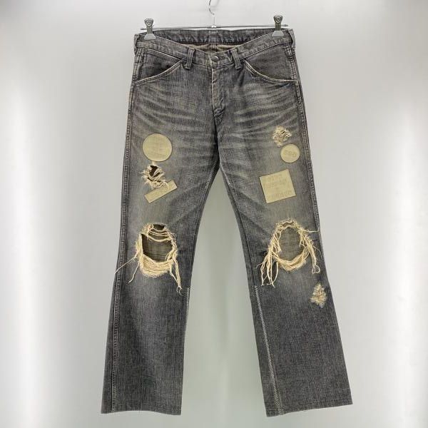 中古】NUMBER(N)INE 04AW GIVE期 ワッペン フレアデニム ブラック 3×32
