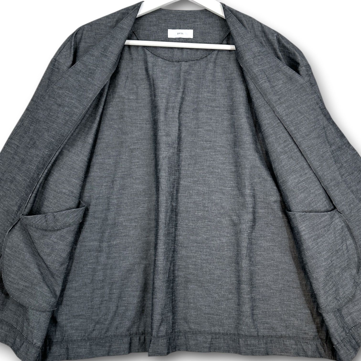 prit プリット コットンリネンストレッチ トッパージャケット ノー