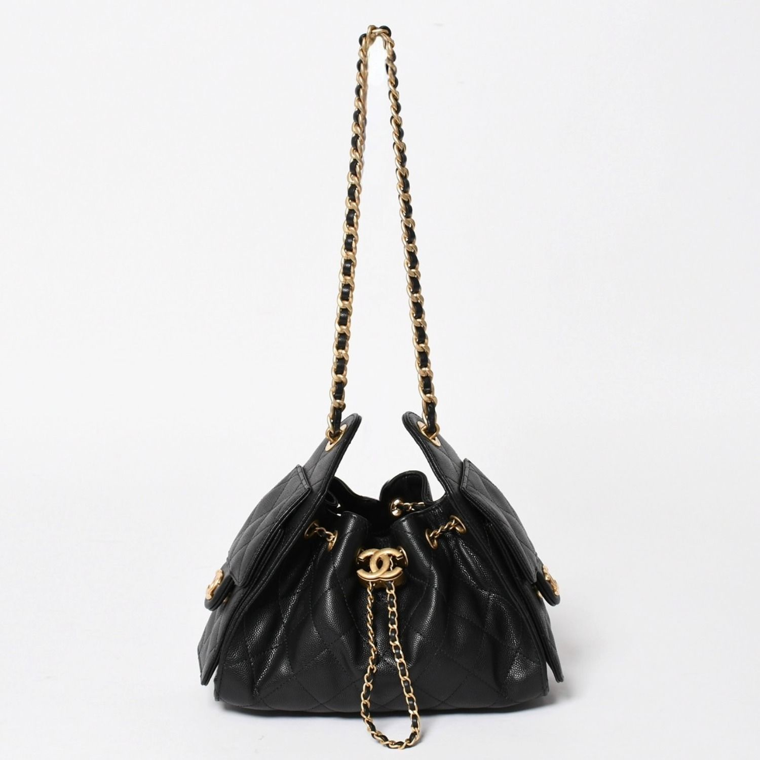 極美品 CHANEL シャネル CHANEL 25 ミニ チェーンショルダーバッグ AS5631 ランダム番台 ココマーク キャビアスキン 中古 4a005368