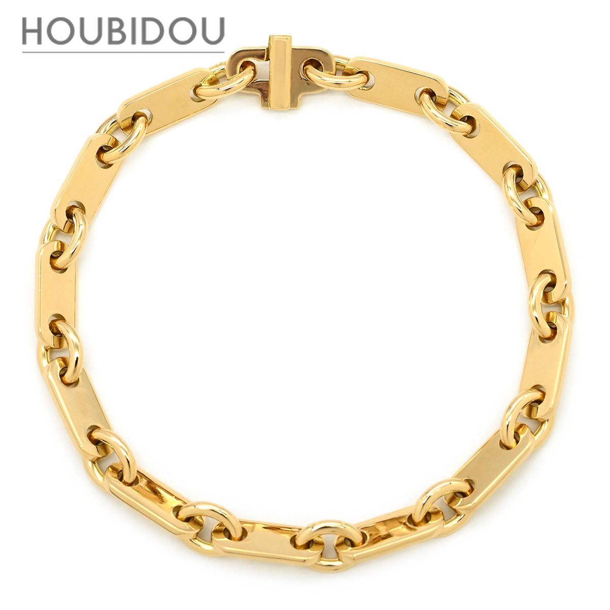 カルティエ Cartier ブレスレット PLAQUETTE フィガロ チェーン イエローゴールド プレート 18金 18K 750YG 【修理証明書】【中古】