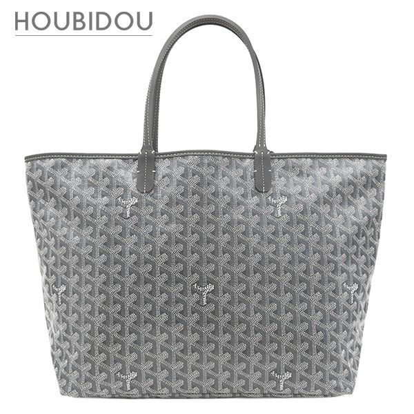 ゴヤール GOYARD トートバッグ サンルイPM PVCコーティングキャンバス ゴヤールディンキャンバス シュヴロッシュカーフスキン グレー リバーシブル ヘリンボーン 【保存袋】【中古】