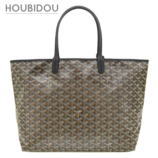 ゴヤール GOYARD トートバッグ サンルイPM PVCコーティングキャンバス ゴヤールディンキャンバス シュヴロッシュカーフスキン ブラック リバーシブル ヘリンボーン 【保存袋】【中古】