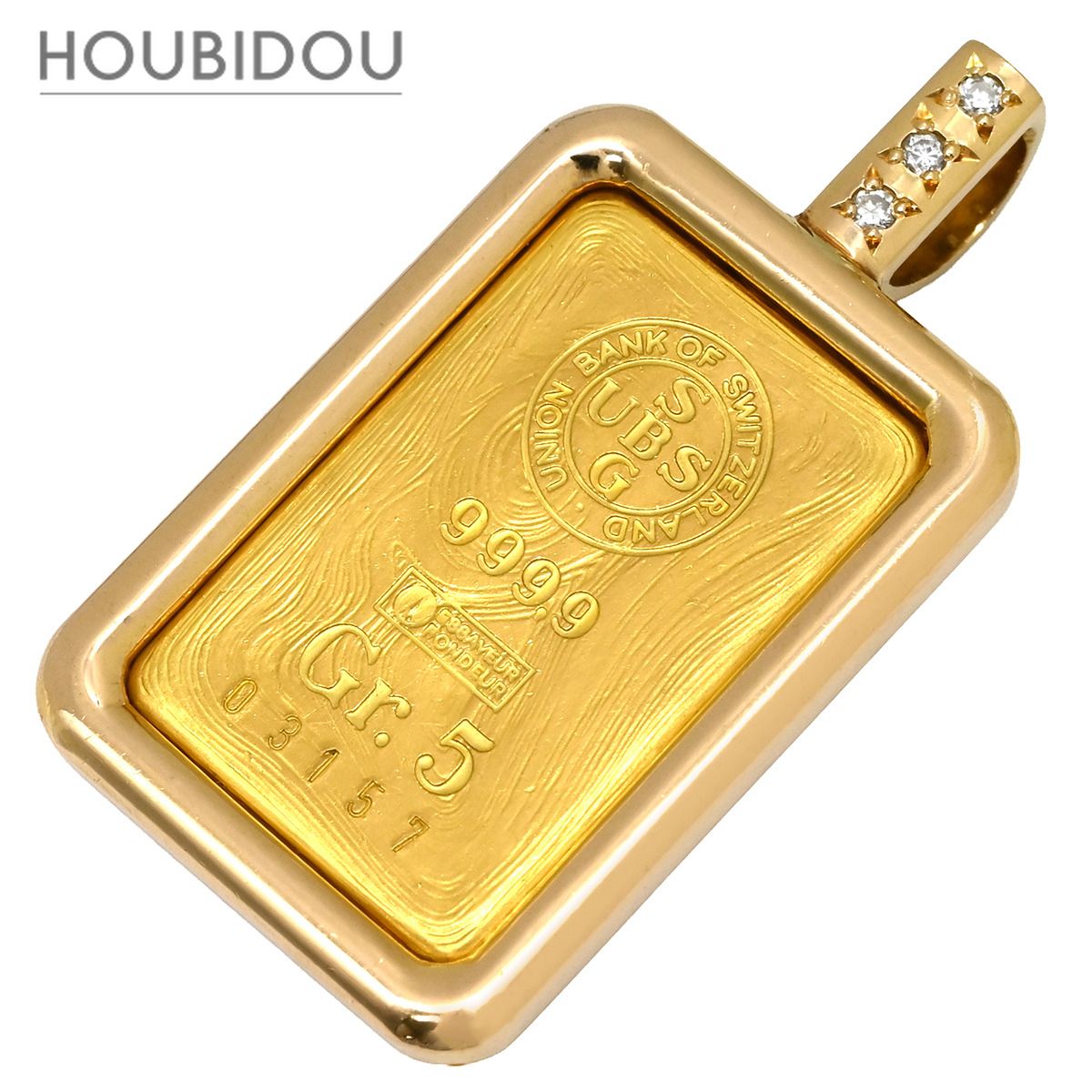 コルム CORUM ゴールドペンダント 金 ダイヤ コルム CORUM ペンダントトップ UBS インゴット ダイヤモンド イエロー