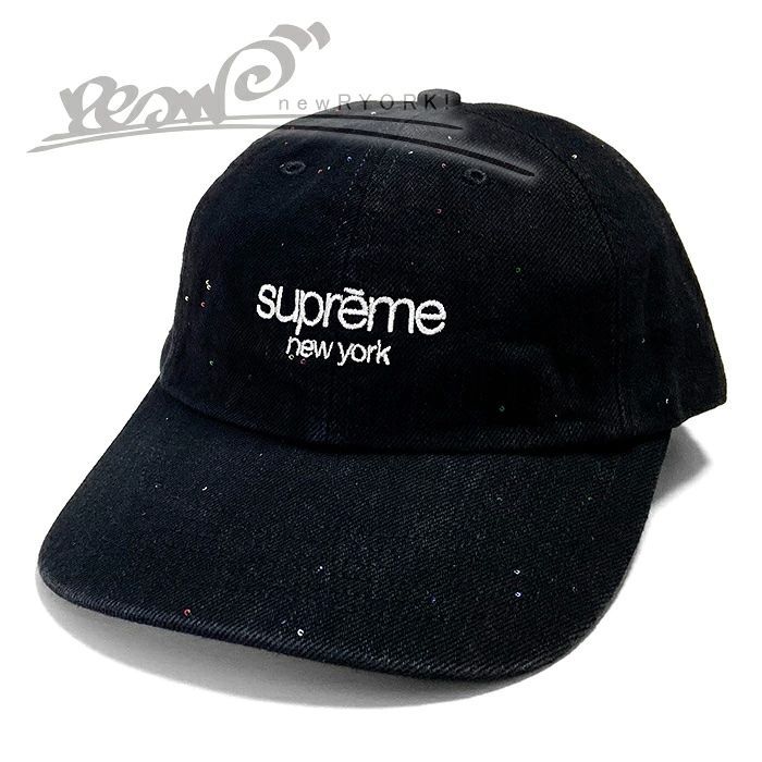 送料無料 メンズ キャップ ブラック Supreme シュプリーム Sequin