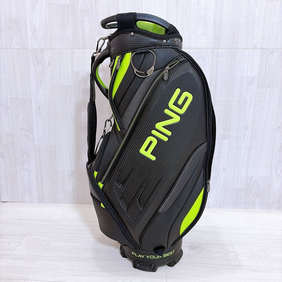 PING ピン キャディバッグ ゴルフバッグ 4分割 カート ブラック グリーン 不安定 G-0551 PING ピン キャディバッグ ゴルフバッグ 4分割 カート ブラック グリーン 不安定 G-0551