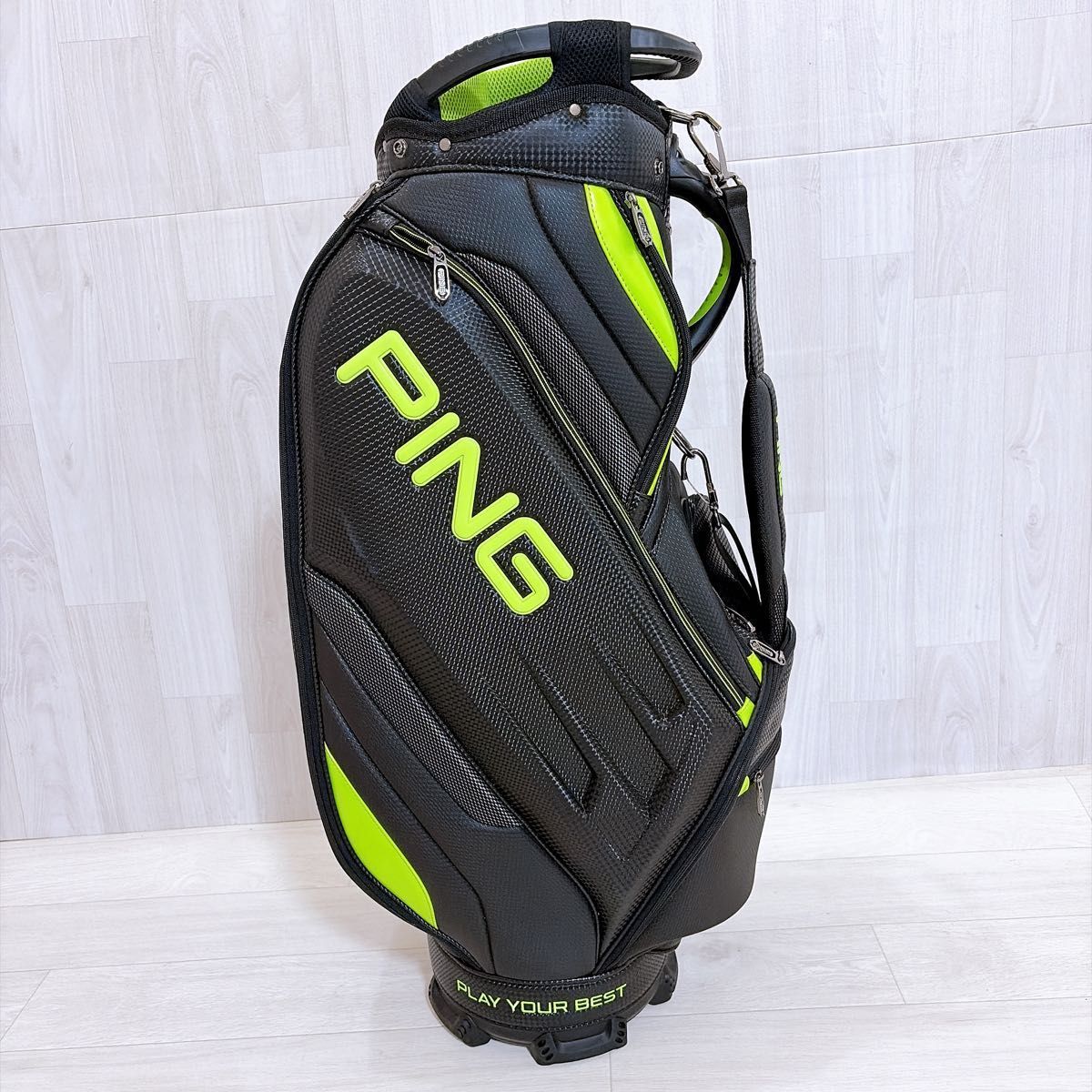 PING ピン キャディバッグ ゴルフバッグ 4分割 カート ブラック グリーン 不安定 G-0551 PING ピン キャディバッグ ゴルフバッグ 4分割 カート ブラック グリーン 不安定 G-0551