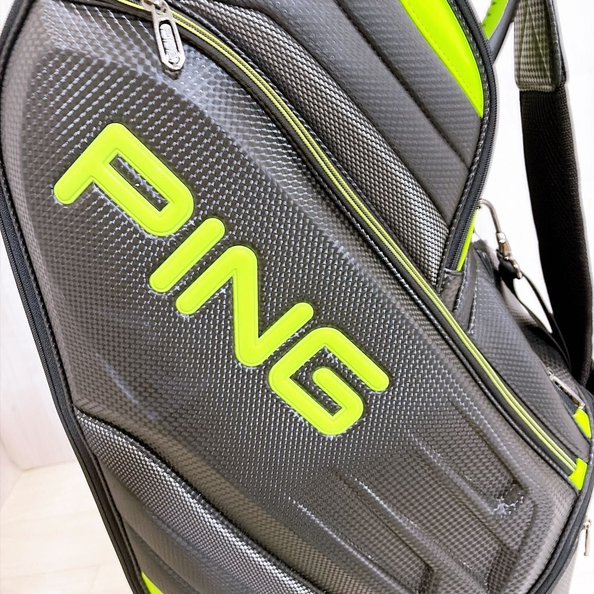 PING ピン キャディバッグ ゴルフバッグ 4分割 カート ブラック グリーン 不安定 G-0551 PING ピン キャディバッグ ゴルフバッグ 4分割 カート ブラック グリーン 不安定 G-0551