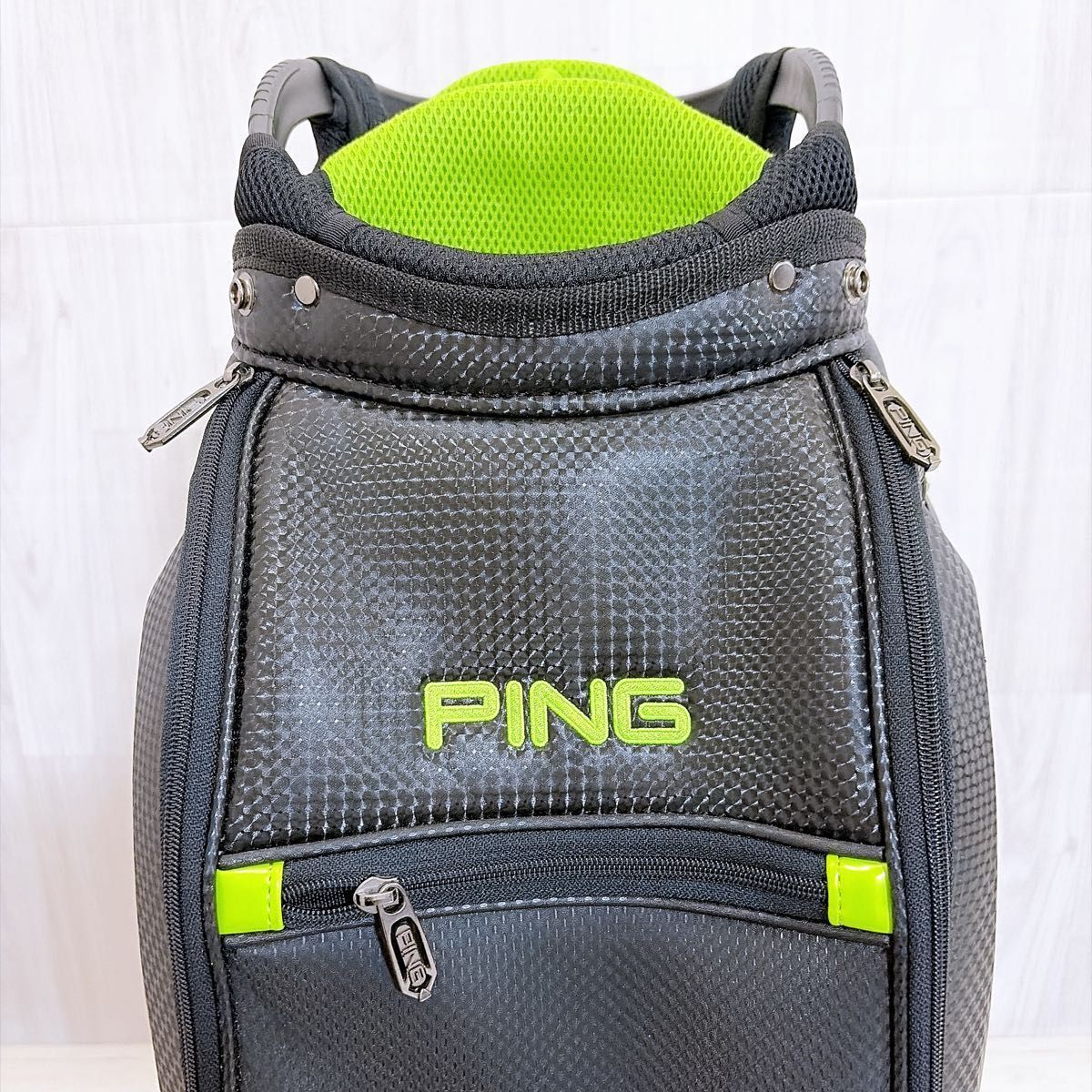 PING ピン キャディバッグ ゴルフバッグ 4分割 カート ブラック グリーン 不安定 G-0551 PING ピン キャディバッグ ゴルフバッグ 4分割 カート ブラック グリーン 不安定 G-0551