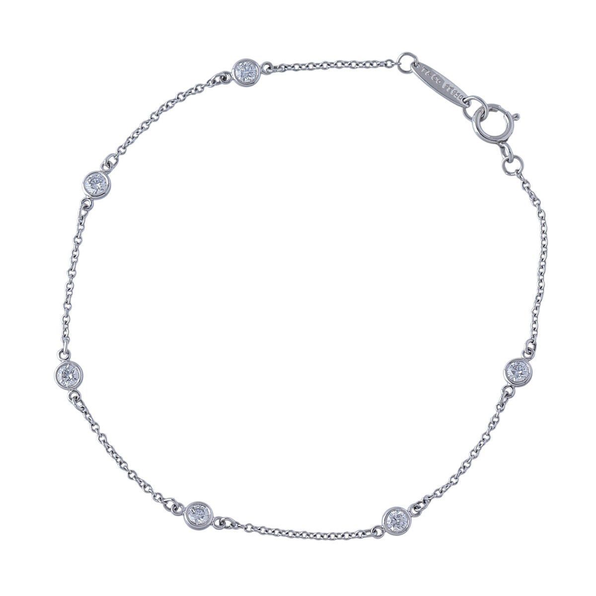 ティファニー バイザヤード ブレスレット 6PD 枠3.3mm 17.5cm PT950 ショップカード(2007年) 新品仕上げ済 TIFFANY【26871】