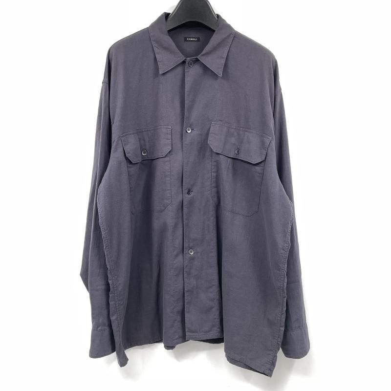 【中古】COMOLI 空紡オックス C．P．Oシャツ サイズ3 ブラック V01-02016 コモリ[17][240017783081] 中古】COMOLI 空紡オックス C．P．Oシャツ サイズ3 ブラック V01-02016
