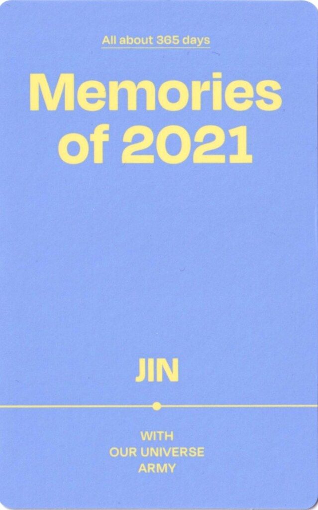 BTS DVD/DIGITAL CODE盤 JIN MEMORIES OF 2021 青 - メルカリ