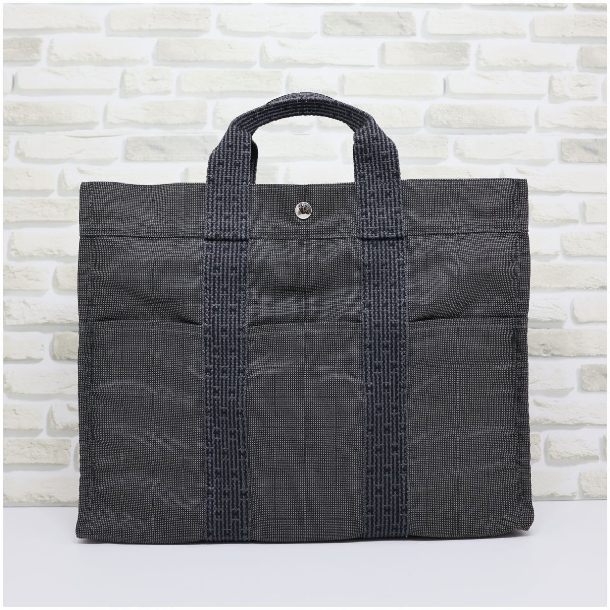 ≪極美品≫エルメス エールライン グレー MM ナイロン/キャンバス