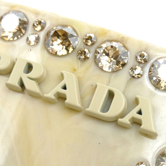 PRADA プラダ GP ラインストーン レジン トライアングル ロゴ バレッタ