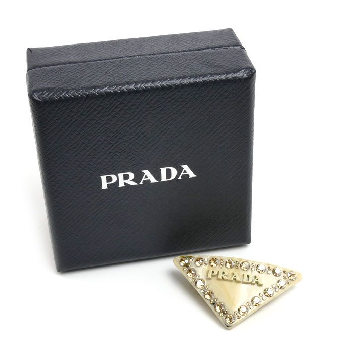PRADA プラダ GP ラインストーン レジン トライアングル ロゴ バレッタ