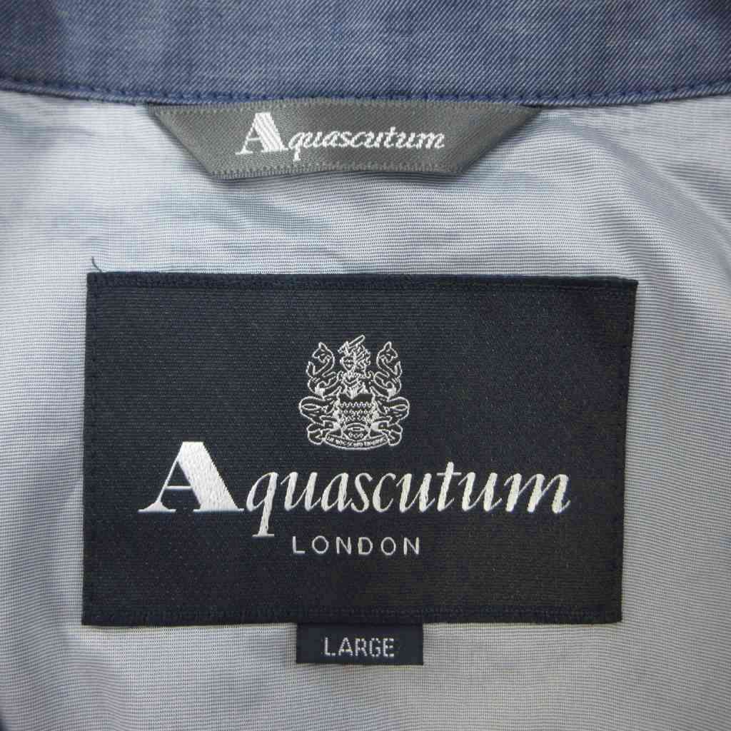 極美品　アクアスキュータム　カバーオール　ジャケット　麻100％　ロゴ　L 春夏 アクアスキュータム AQUASCUTUM カバーオール ジャケット 上着 麻