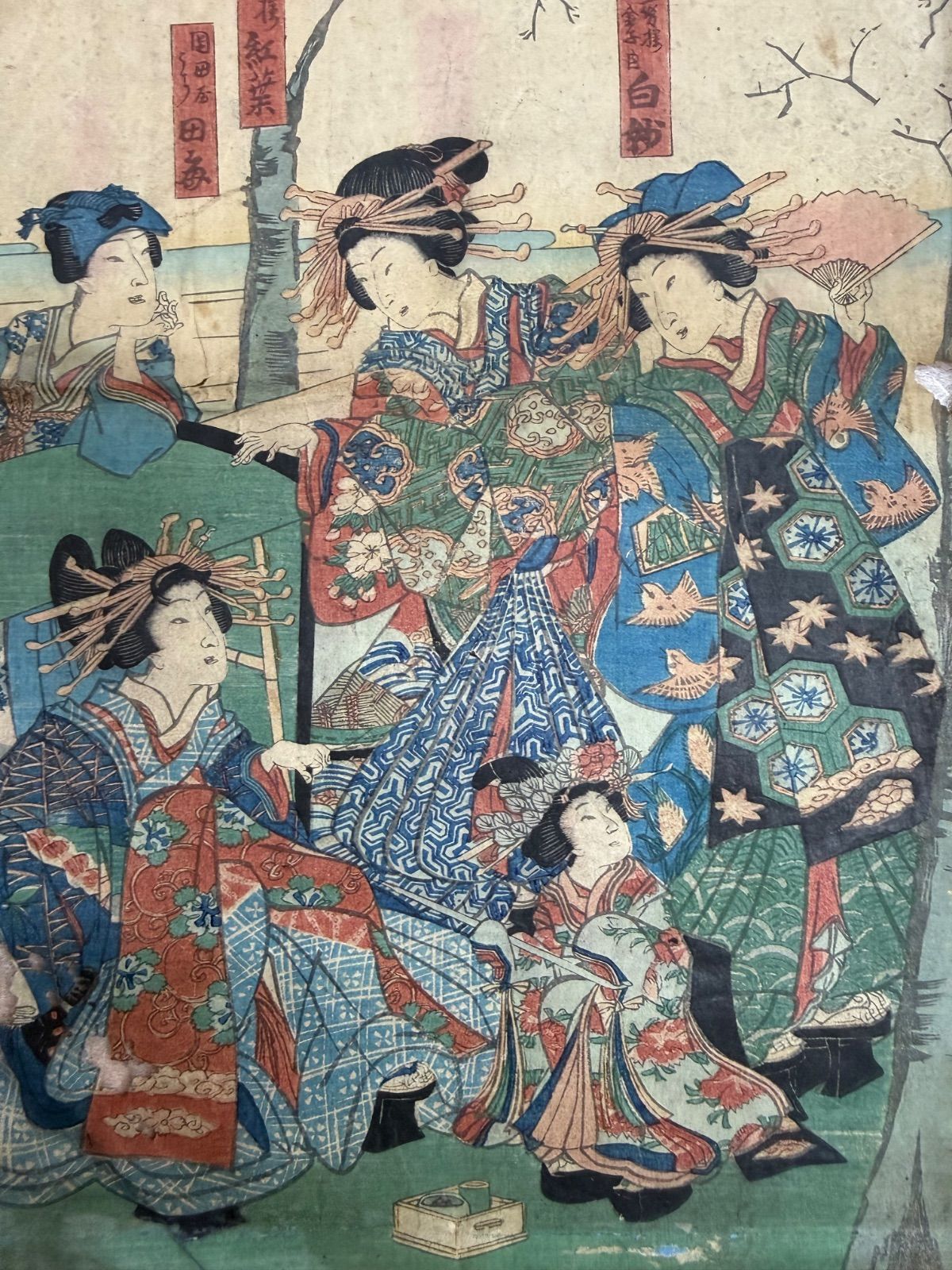 三代歌川豊国 二枚続 木版画 浮世絵 錦絵 美人画 古美術 - メルカリ