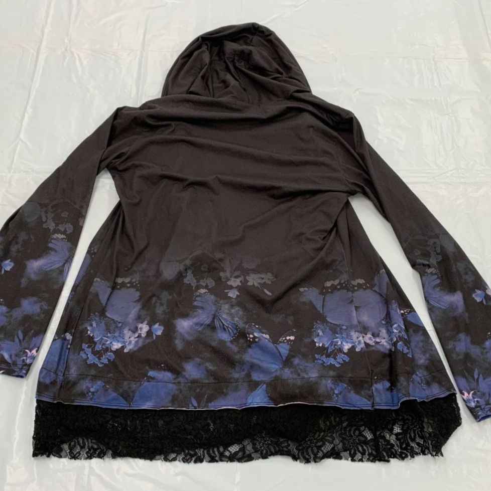 CIVARIZE レース切替 花蝶柄 ロングカーディガン／ 46 黒 青 - メルカリ
