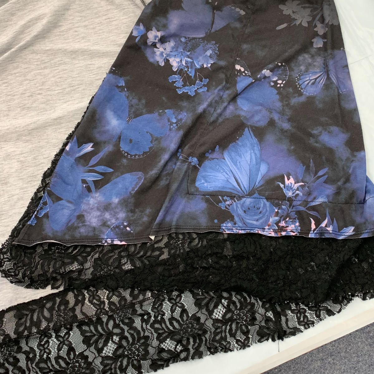 CIVARIZE レース切替 花蝶柄 ロングカーディガン／ 46 黒 青 - メルカリ
