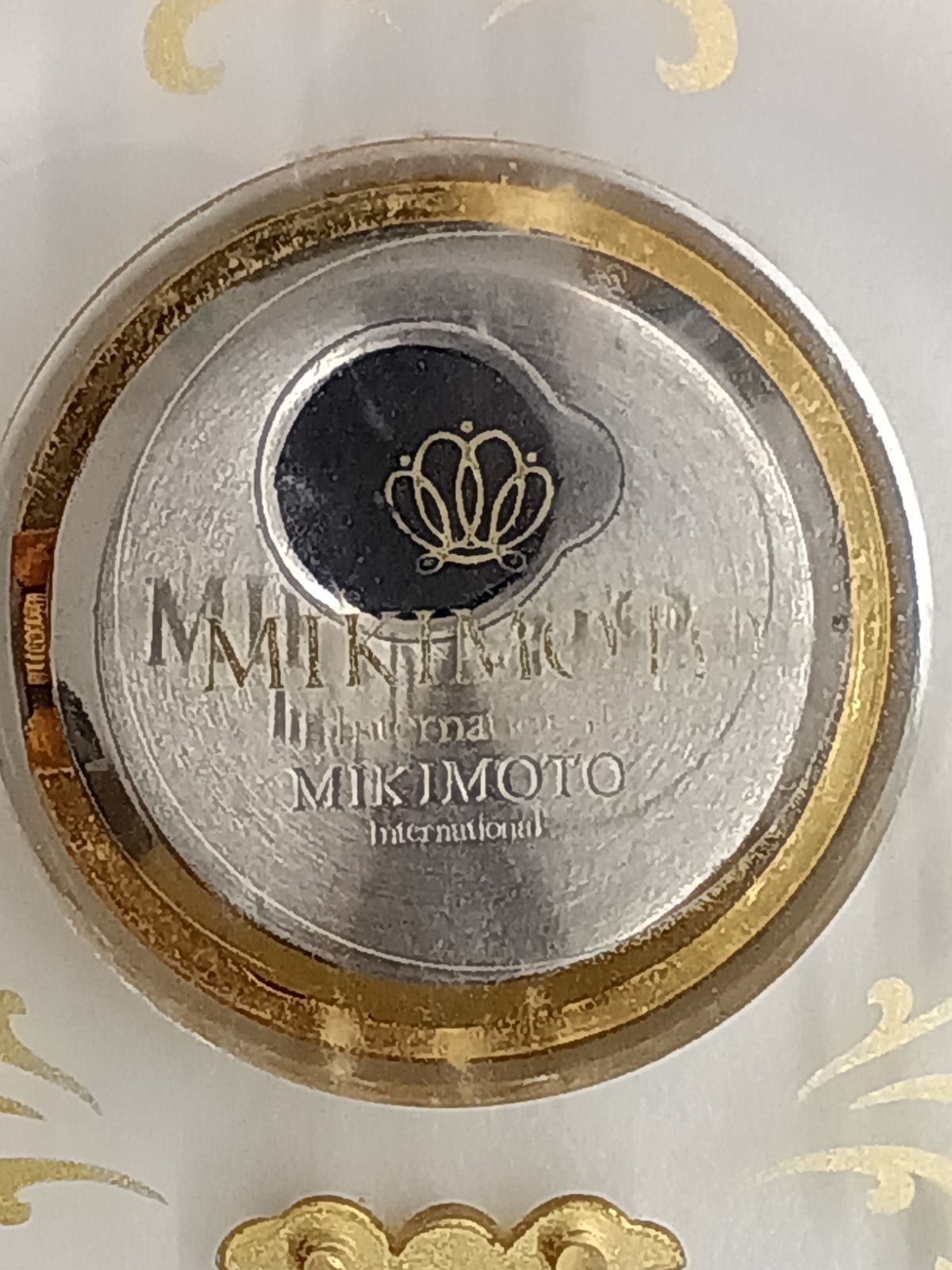 MIKIMOTO】ミキモト 置時計 パール付き ゴールド アラベスク調【電池