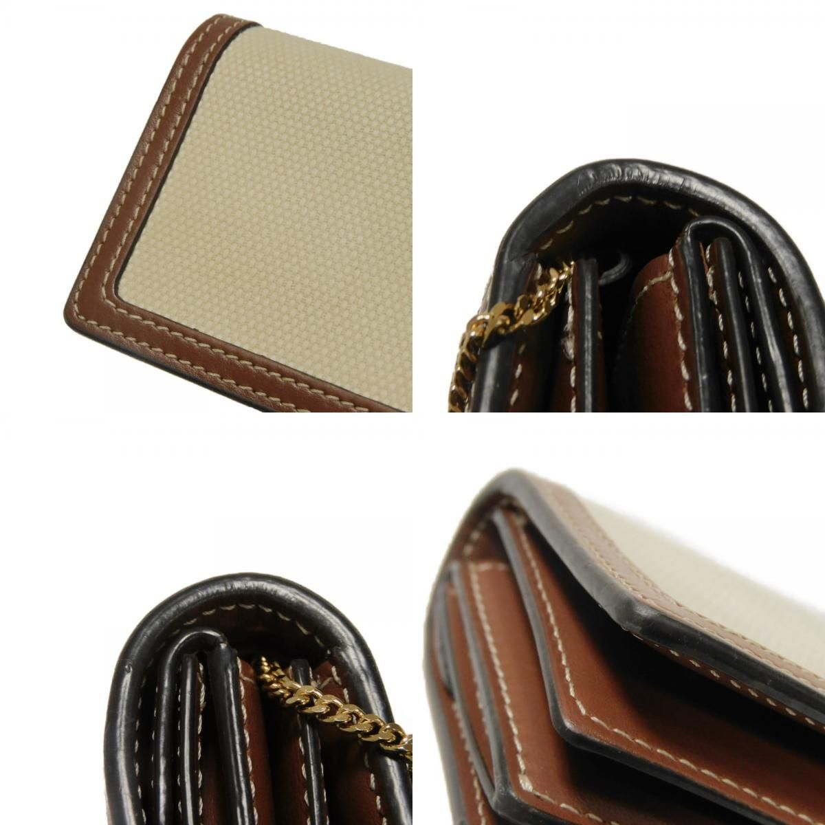 BURBERRY バーバリー TB ロゴ チェーン コンパクト ウォレット カーフ