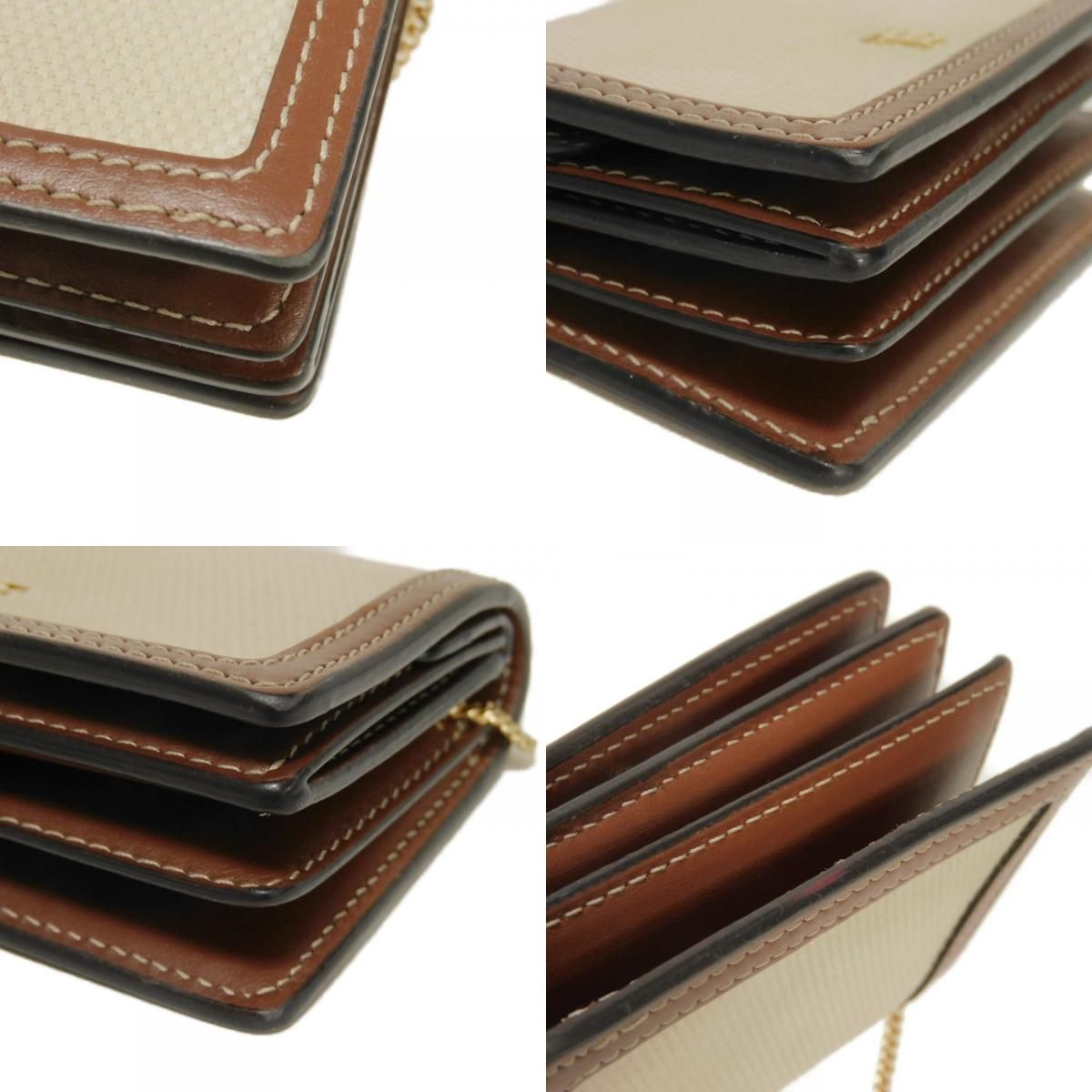 BURBERRY バーバリー TB ロゴ チェーン コンパクト ウォレット カーフ