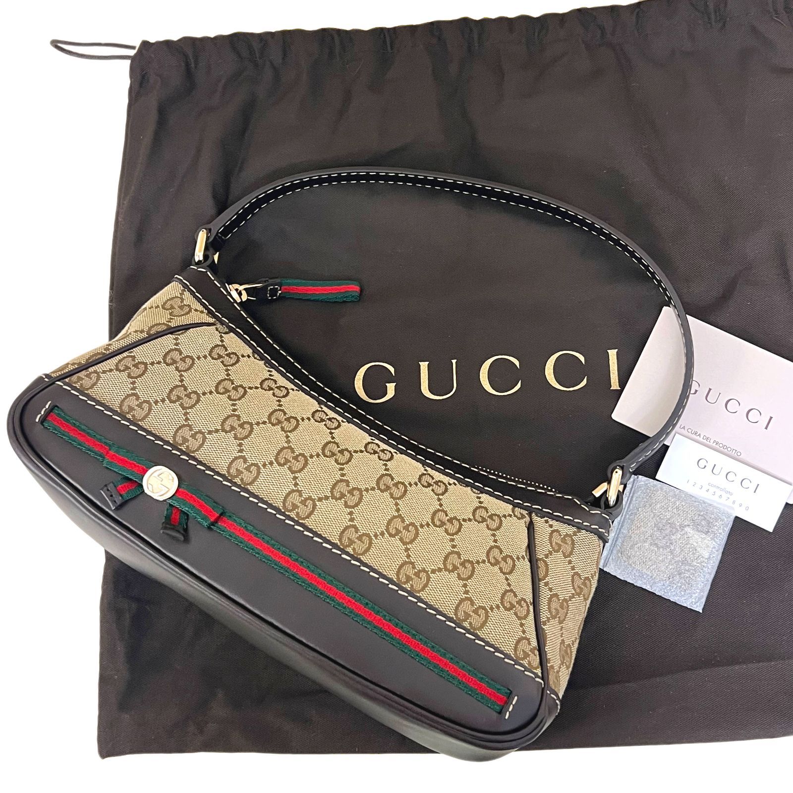 グッチ シェリーライン キャンバス×レザー ショルダーバッグ ハンド 肩掛け GUCCI グッチ バッグ ワンショルダー セミショルダー 肩掛け GG