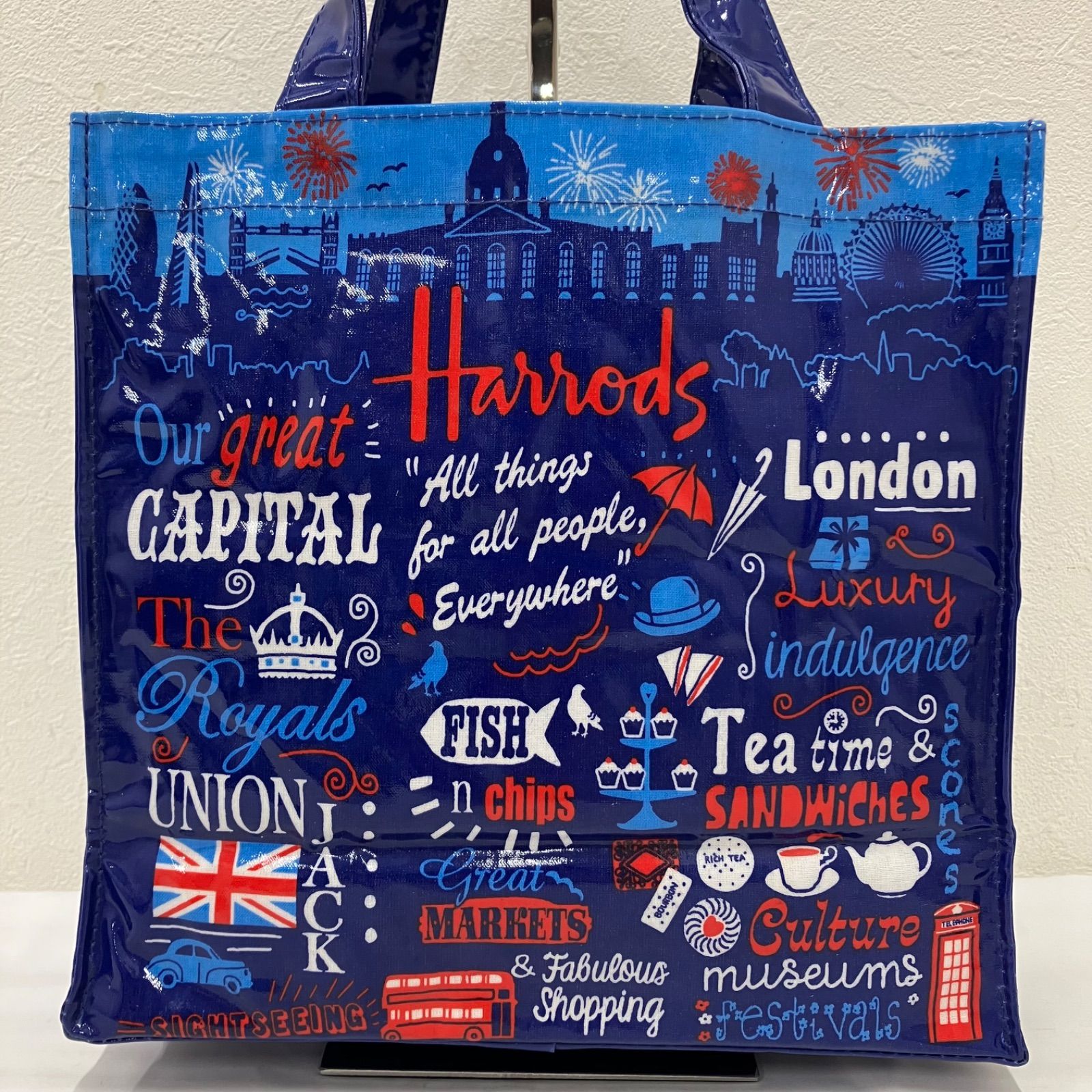 4492 Harrods ハロッズ トートバッグ ハンドバッグ PVC コーティング 
