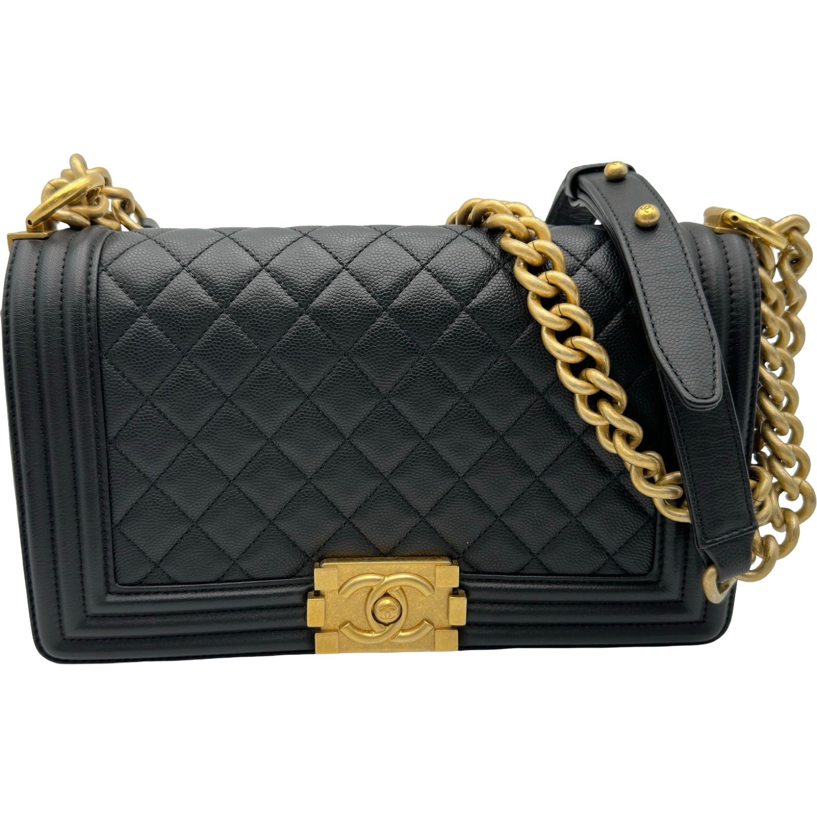 シャネル CHANEL ボーイシャネル25 A67086 24番台 ブラック ゴールド金具 キャビアスキン レディース ショルダーバッグ