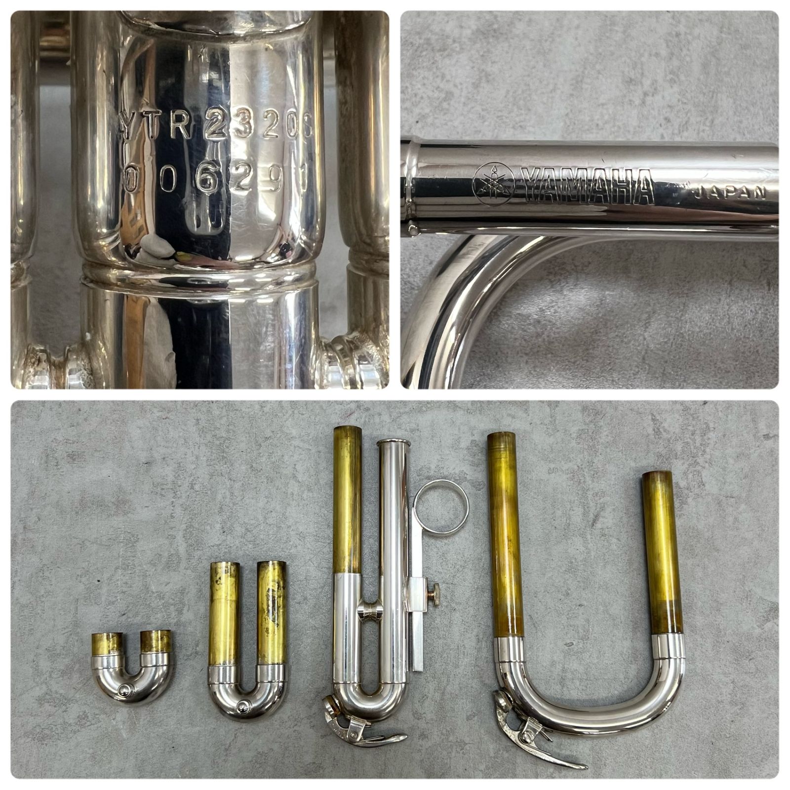 ヤマハ　B♭トランペット　YTR-2320S　銀メッキ　シルバー　イエローブラス　純正マウスピース　管楽器　YAMAHA　trumpet　SILVERPLATE ヤマハ B♭トランペット YTR-2320S 銀メッキ シルバー イエローブラス