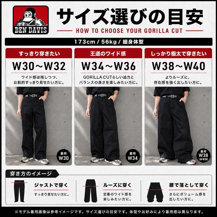 Denim pants ベンデイビス ゴリラカット サイズ感 BEN DAVIS ベン