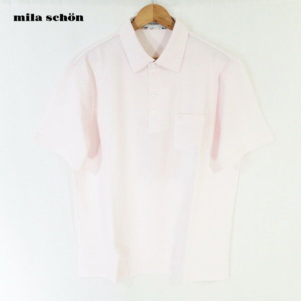 65%OFF 訳あり 新品 ミラショーン mila schon ポロシャツ 50 MCS1415 LLサイズ ピンク メンズ 半袖ポロシャツ トップス 日本製 ゴルフウェア