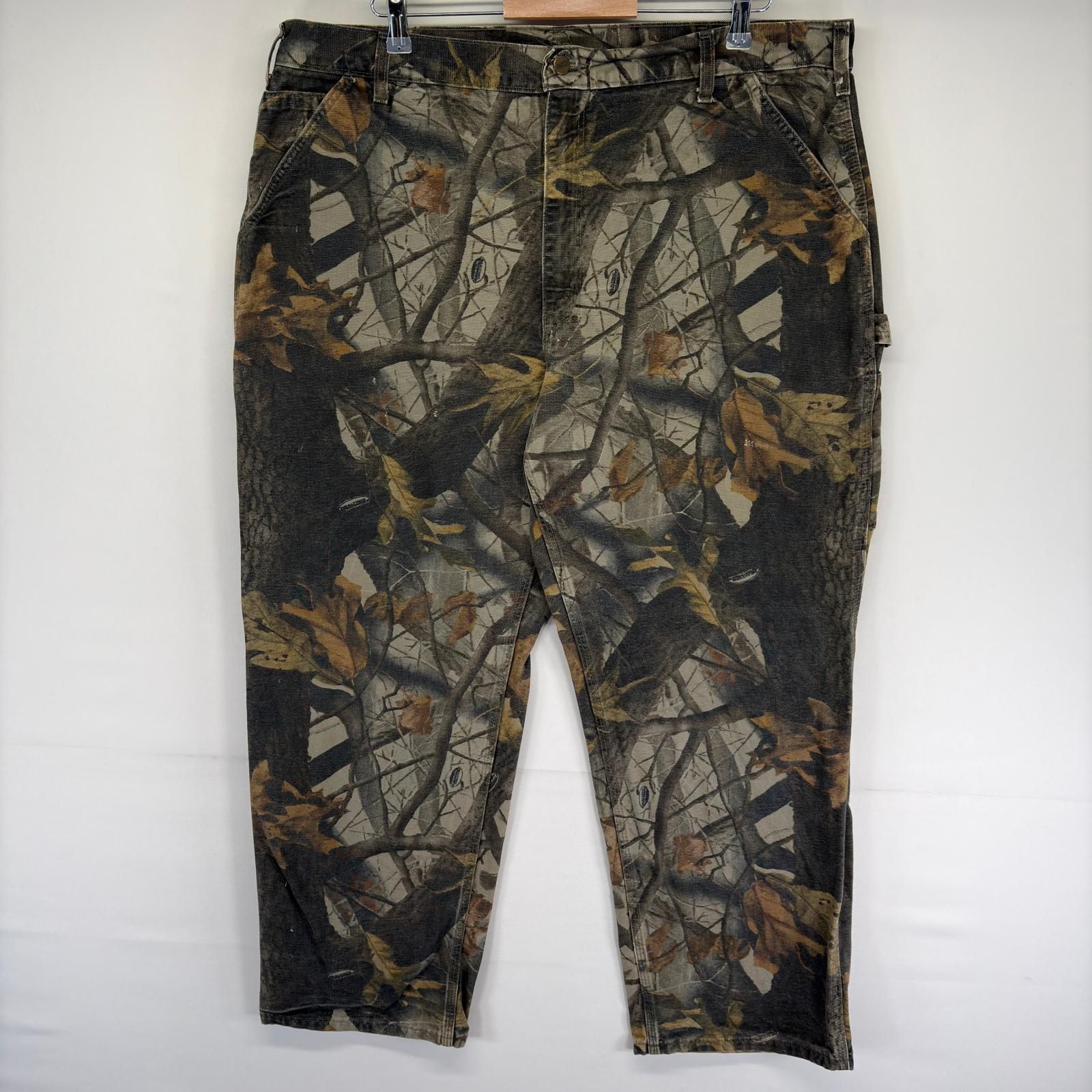 古着 カーハート Carhartt ダック パンツ ペインター ジップ ハンマーループ w42 L30 ブラウン系 カモフラージュ(迷彩) メンズ