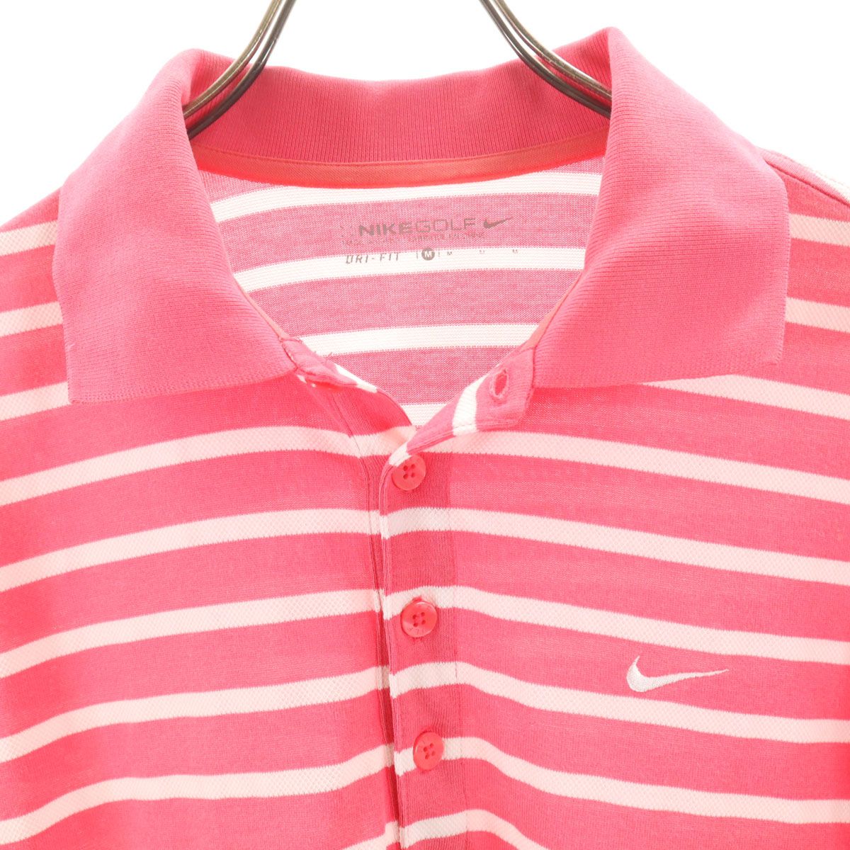 NIKE GOLF ナイキゴルフ ボーダー柄 半袖 ポロシャツ M ピンク メンズ