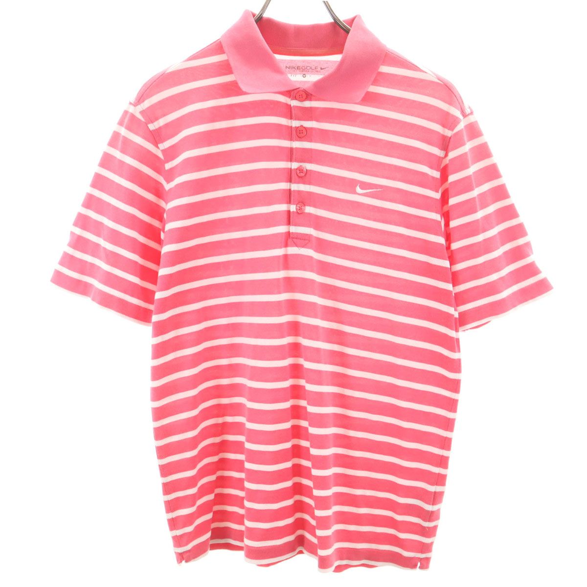 NIKE GOLF ナイキゴルフ ボーダー柄 半袖 ポロシャツ M ピンク メンズ