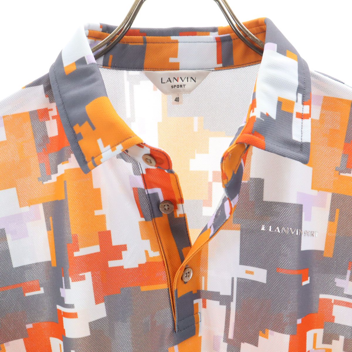 LANVIN SPORT ランバンスポール 総柄 半袖 ポロシャツ 40 グレー