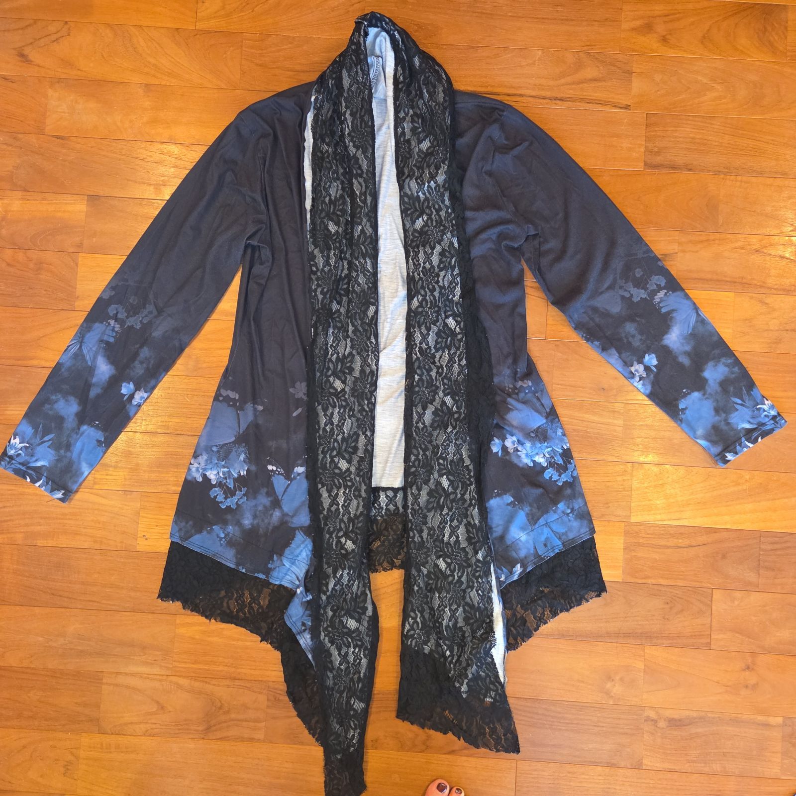 CIVARIZE レース切替 花蝶柄 ロングカーディガン／ 46 黒 青 - メルカリ