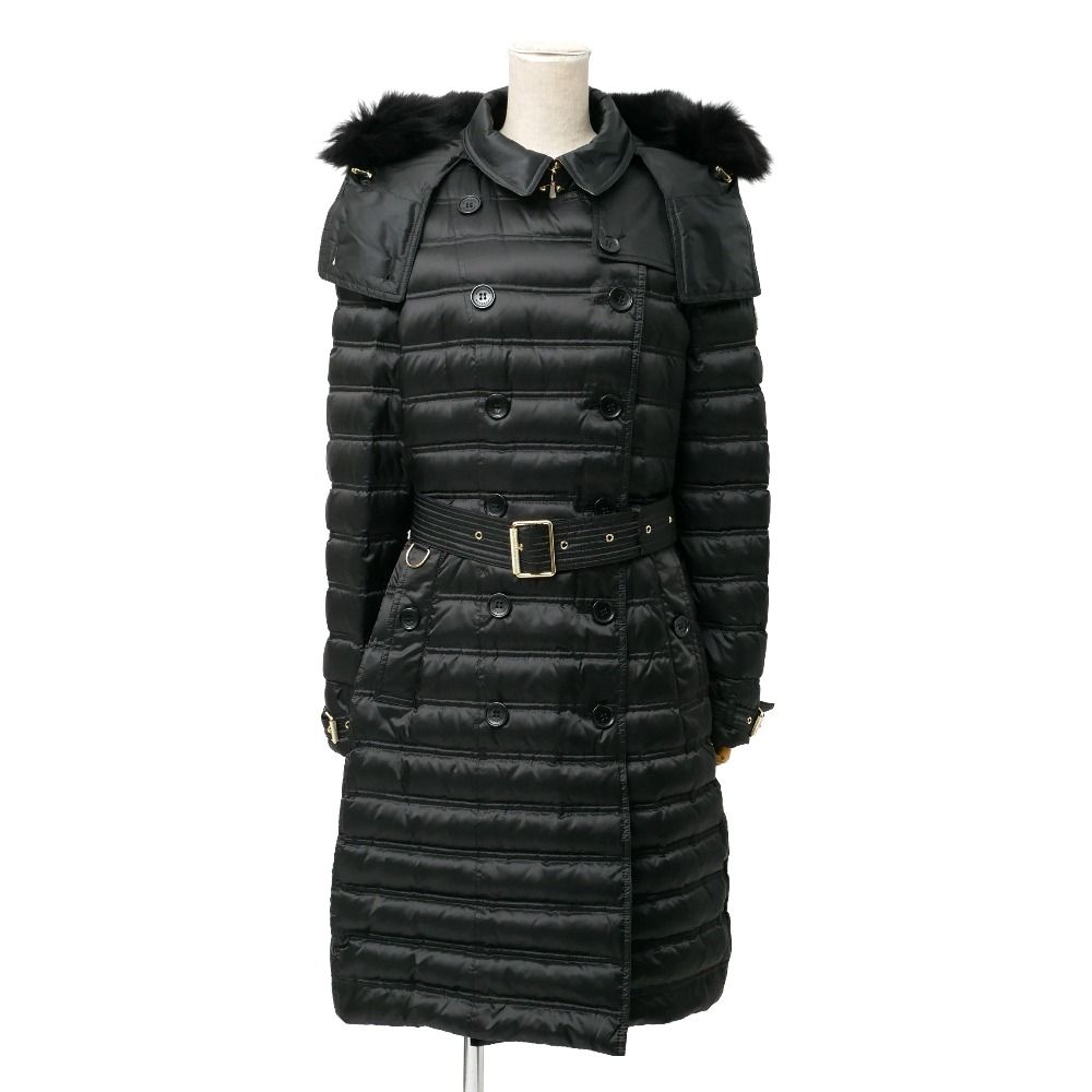 ■美品■BURBERRY バーバリー コート サイズL ブルーフォックスファー ダウンコート 中綿 ベルテッド ダブルブレスト ブランド古着【中古】20260715/RB0122