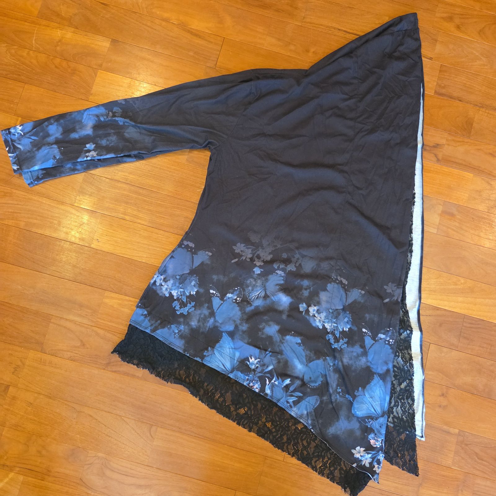 CIVARIZE レース切替 花蝶柄 ロングカーディガン／ 46 黒 青 - メルカリ